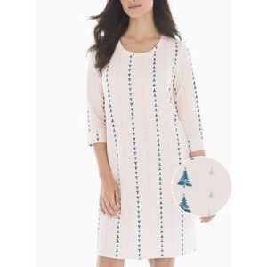 Soma Womens Small Embraceable 3/4 Sleeve Tree Stripe Porcelain Sleepshirt